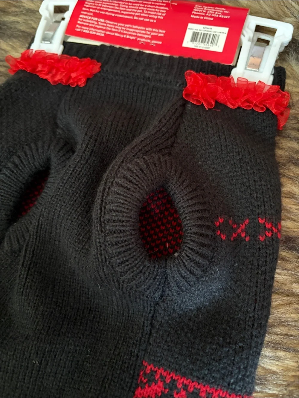 Merry & Bright Black Holiday Ugly Sweater Dog Costume With Sequins Size Medium